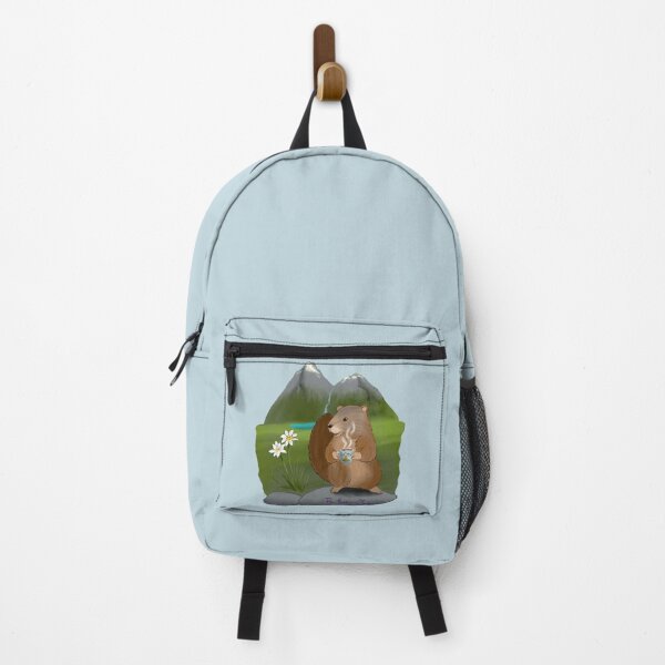 Item preview, Marmota en el Tirol descansando con café designed and sold by TheGoldenMeadow.