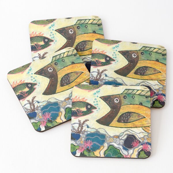 Item preview, Let's Do Lunch - Funny Fish Painting designed and sold by Sherifoxmosaics.