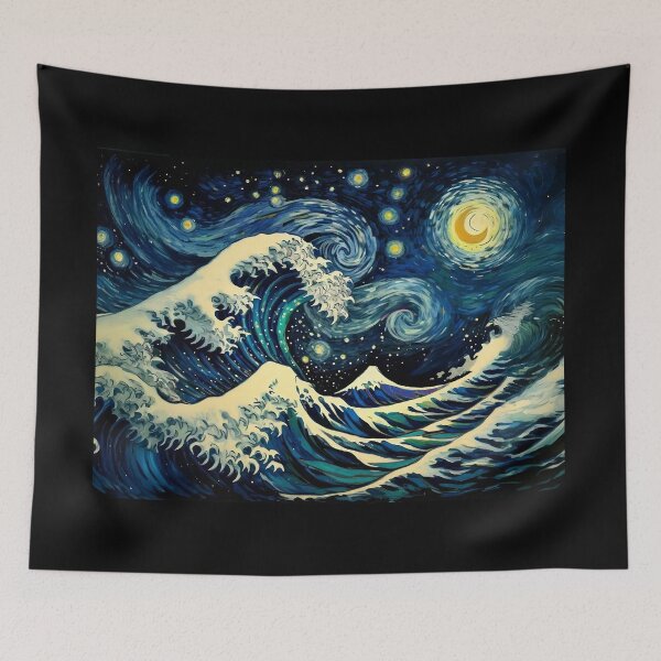 Item preview, Great Wave off Kanagawa at starry night designed and sold by andreisky.