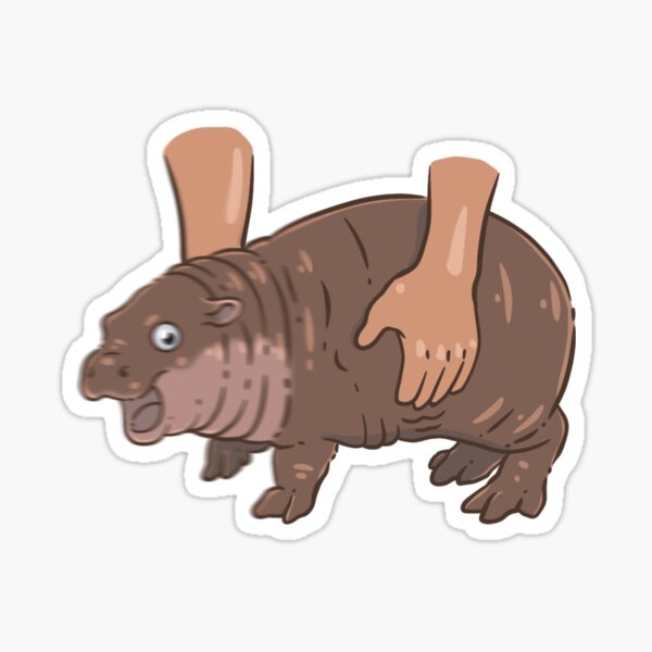 Item preview, Moo deng baby hippo being carried designed and sold by SakuyasArt.