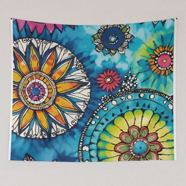 Item preview, Floral Doodle on tie dye designed and sold by KirstenStar.