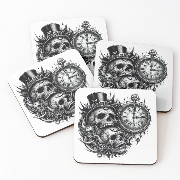 Item preview, skulls with clock halloween skull,  Halloween  tattoo ,   halloween clock designed and sold by Expressions-Sel.