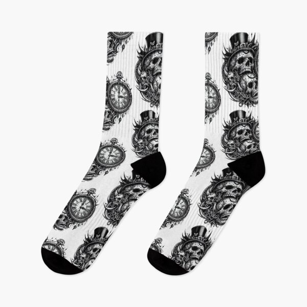 Item preview, skulls with clock halloween skull,  Halloween  tattoo ,   halloween clock designed and sold by Expressions-Sel.