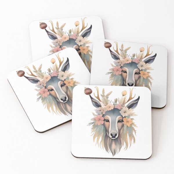 Item preview, Floral Majesty: Deer with Blossoms and Feathers designed and sold by SavvyJuanDesign.