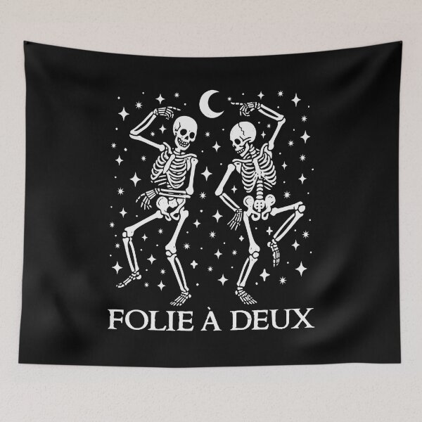 Item preview, Folie A Deux French Phrase Dancing Skeletons Funny Halloween Couple Costume  designed and sold by Bad Kitty Designz.