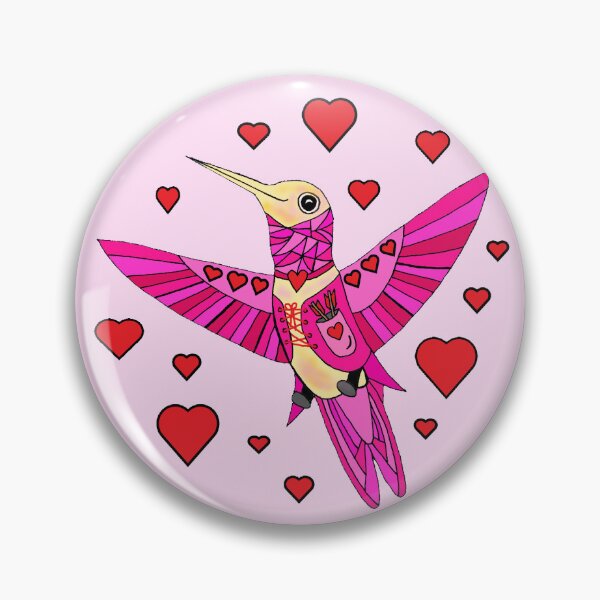 Item preview, Fantasy Hummingbird for a Lovely Day Humming with Hearts Circle Die Cut designed and sold by JoyousArt4u.
