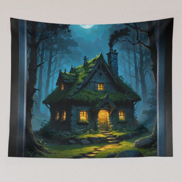 Item preview, The Crooked Cottage Of The Enchanted Forest Haunting Halloween AI Concept Art by Xzendor7 designed and sold by Xzendor7 Digital Art Creations.