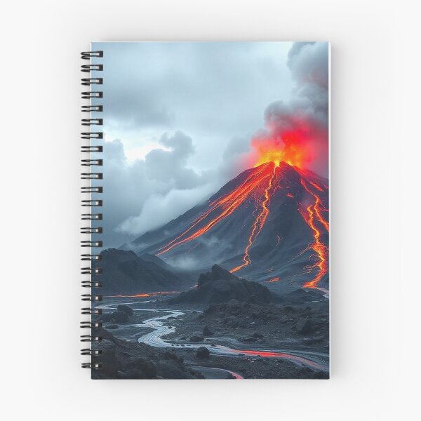Item preview, The Volcano Erupted with Hot Lava and Black Smoke Covering the Sky - Nature and Disaster Concept (Generative AI) designed and sold by hjian8219.