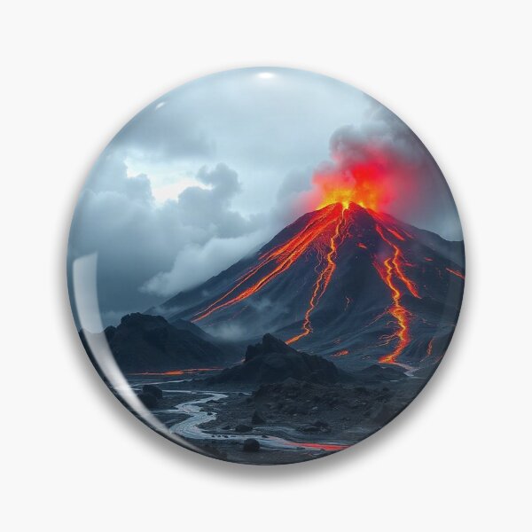 Item preview, The Volcano Erupted with Hot Lava and Black Smoke Covering the Sky - Nature and Disaster Concept (Generative AI) designed and sold by hjian8219.