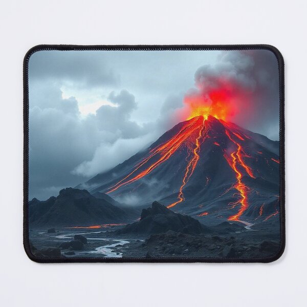 Item preview, The Volcano Erupted with Hot Lava and Black Smoke Covering the Sky - Nature and Disaster Concept (Generative AI) designed and sold by hjian8219.