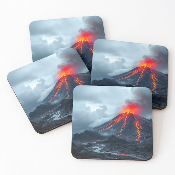 Item preview, The Volcano Erupted with Hot Lava and Black Smoke Covering the Sky - Nature and Disaster Concept (Generative AI) designed and sold by hjian8219.