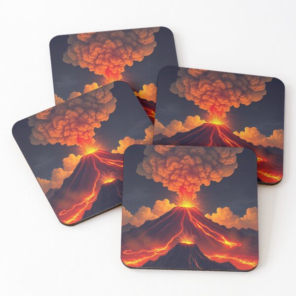 Item preview, The Volcano Erupted with Hot Lava and Black Smoke Covering the Sky - Nature and Disaster Concept (Generative AI) designed and sold by hjian8219.