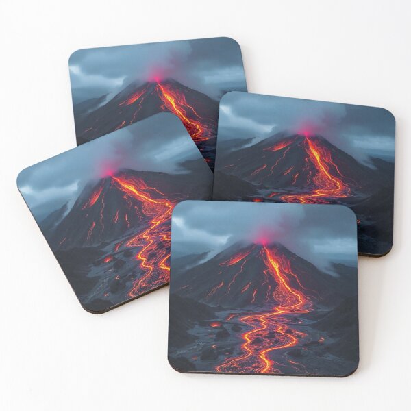 Item preview, The Volcano Erupted with Hot Lava and Black Smoke Covering the Sky - Nature and Disaster Concept (Generative AI) designed and sold by hjian8219.