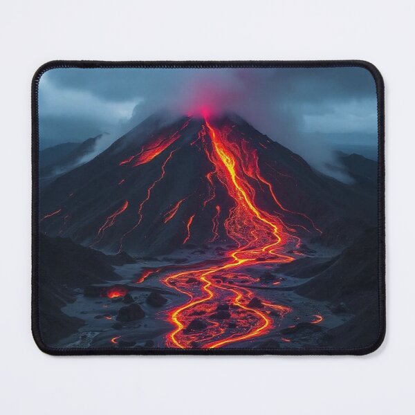 Item preview, The Volcano Erupted with Hot Lava and Black Smoke Covering the Sky - Nature and Disaster Concept (Generative AI) designed and sold by hjian8219.