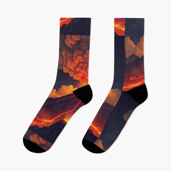 Item preview, The Volcano Erupted with Hot Lava and Black Smoke Covering the Sky - Nature and Disaster Concept (Generative AI) designed and sold by hjian8219.