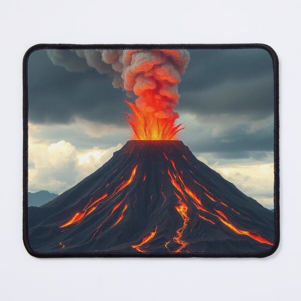 Item preview, The Volcano Erupted with Hot Lava and Black Smoke Covering the Sky - Nature and Disaster Concept (Generative AI) designed and sold by hjian8219.