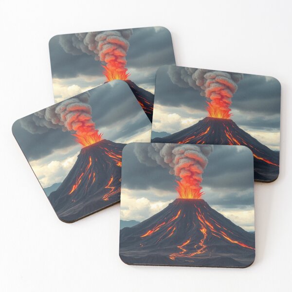 Item preview, The Volcano Erupted with Hot Lava and Black Smoke Covering the Sky - Nature and Disaster Concept (Generative AI) designed and sold by hjian8219.