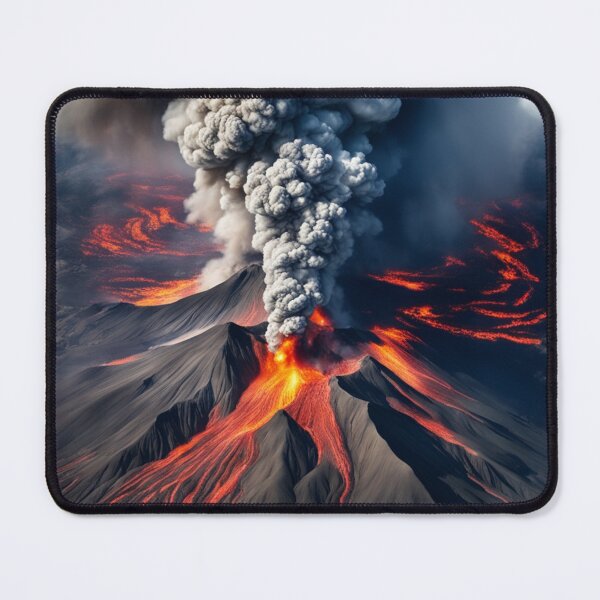 Item preview, The Volcano Erupted with Hot Lava and Black Smoke Covering the Sky - Nature and Disaster Concept (Generative AI) designed and sold by hjian8219.