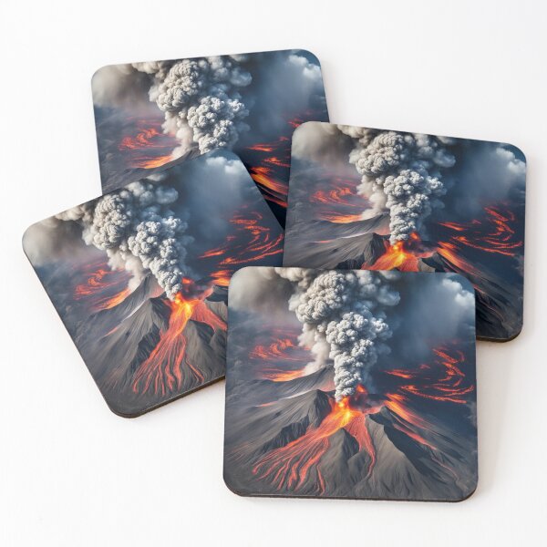 Item preview, The Volcano Erupted with Hot Lava and Black Smoke Covering the Sky - Nature and Disaster Concept (Generative AI) designed and sold by hjian8219.
