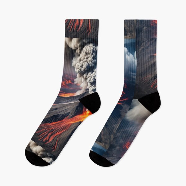 Item preview, The Volcano Erupted with Hot Lava and Black Smoke Covering the Sky - Nature and Disaster Concept (Generative AI) designed and sold by hjian8219.