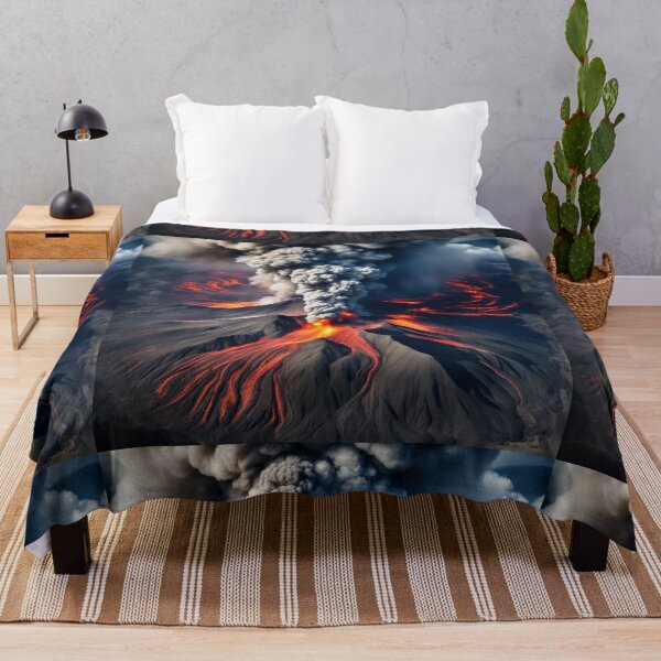 Item preview, The Volcano Erupted with Hot Lava and Black Smoke Covering the Sky - Nature and Disaster Concept (Generative AI) designed and sold by hjian8219.