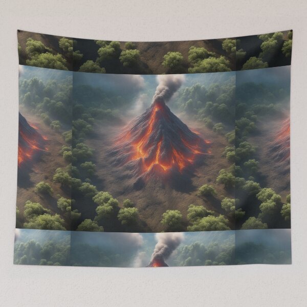 Item preview, The Volcano Erupted with Hot Lava and Black Smoke Covering the Sky - Nature and Disaster Concept (Generative AI) designed and sold by hjian8219.