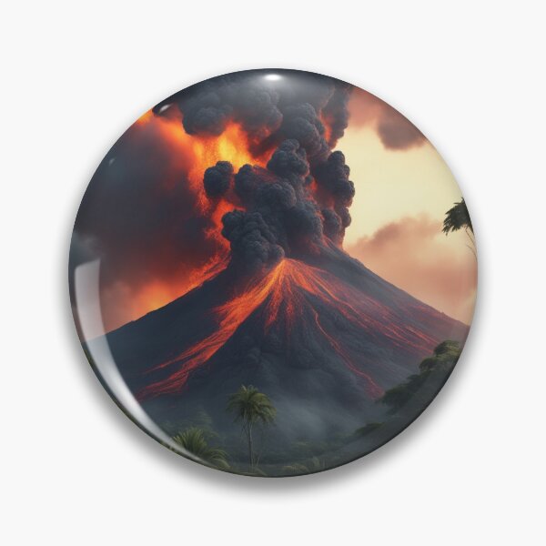 Item preview, The Volcano Erupted with Hot Lava and Black Smoke Covering the Sky - Nature and Disaster Concept (Generative AI) designed and sold by hjian8219.