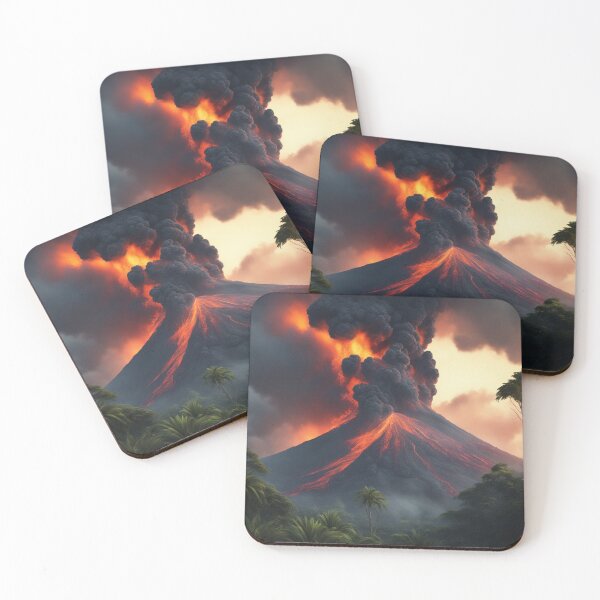 Item preview, The Volcano Erupted with Hot Lava and Black Smoke Covering the Sky - Nature and Disaster Concept (Generative AI) designed and sold by hjian8219.