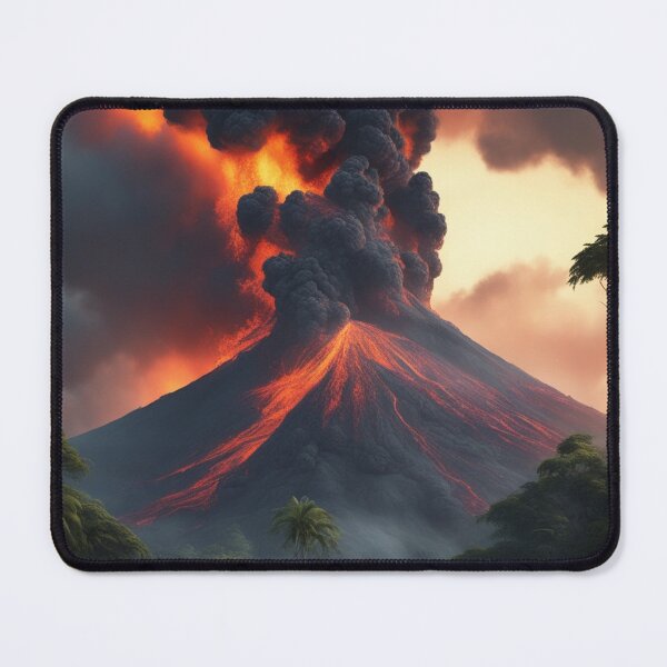 Item preview, The Volcano Erupted with Hot Lava and Black Smoke Covering the Sky - Nature and Disaster Concept (Generative AI) designed and sold by hjian8219.