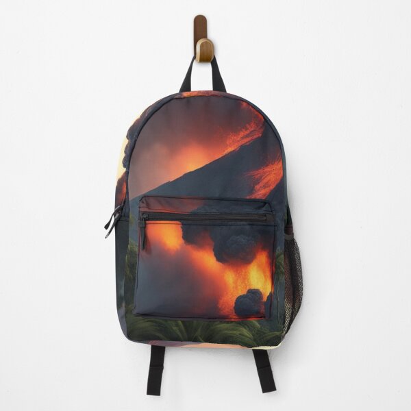 Item preview, The Volcano Erupted with Hot Lava and Black Smoke Covering the Sky - Nature and Disaster Concept (Generative AI) designed and sold by hjian8219.