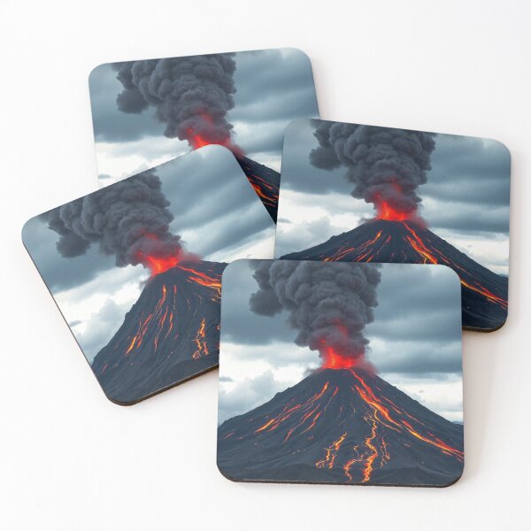 Item preview, The Volcano Erupted with Hot Lava and Black Smoke Covering the Sky - Nature and Disaster Concept (Generative AI) designed and sold by hjian8219.