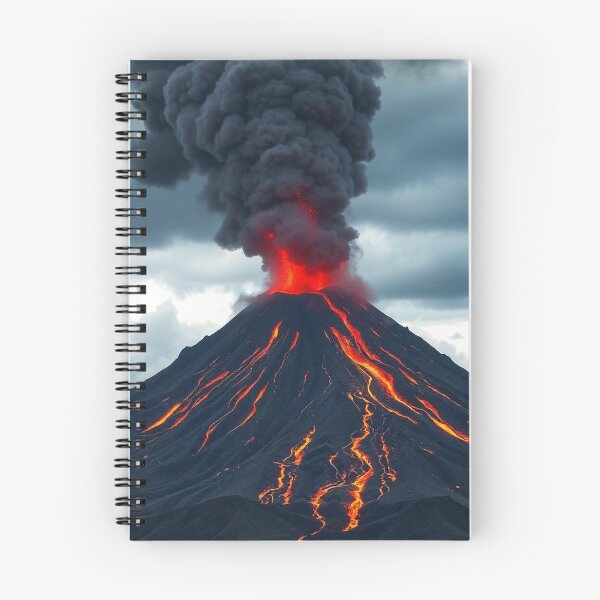 Item preview, The Volcano Erupted with Hot Lava and Black Smoke Covering the Sky - Nature and Disaster Concept (Generative AI) designed and sold by hjian8219.
