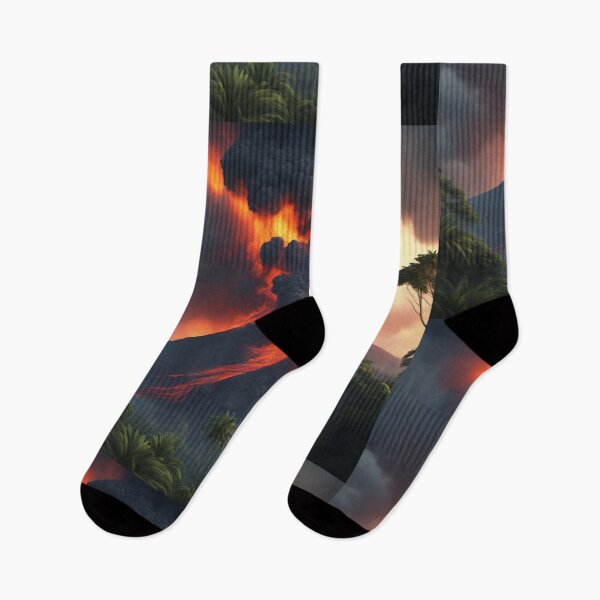 Item preview, The Volcano Erupted with Hot Lava and Black Smoke Covering the Sky - Nature and Disaster Concept (Generative AI) designed and sold by hjian8219.