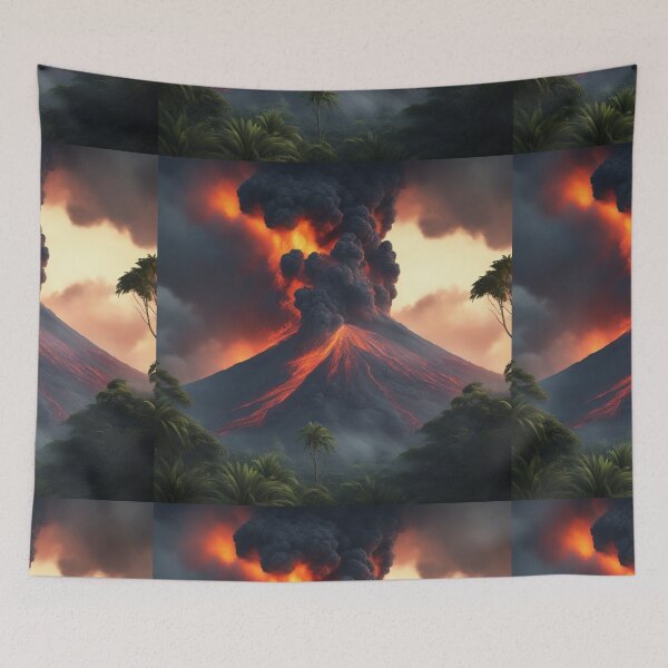 Item preview, The Volcano Erupted with Hot Lava and Black Smoke Covering the Sky - Nature and Disaster Concept (Generative AI) designed and sold by hjian8219.