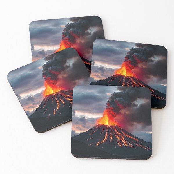 Item preview, The Volcano Erupted with Hot Lava and Black Smoke Covering the Sky - Nature and Disaster Concept (Generative AI) designed and sold by hjian8219.