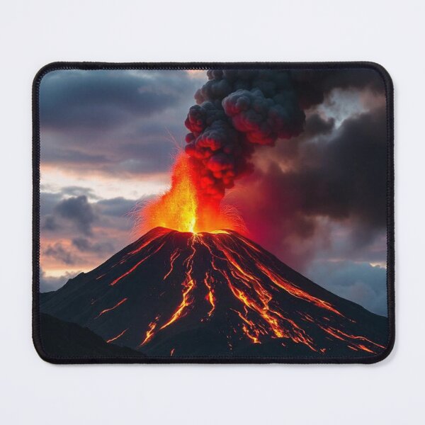 Item preview, The Volcano Erupted with Hot Lava and Black Smoke Covering the Sky - Nature and Disaster Concept (Generative AI) designed and sold by hjian8219.