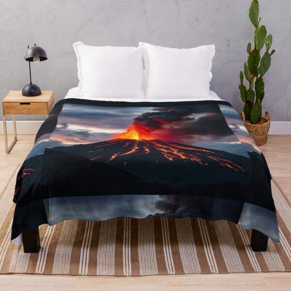 Item preview, The Volcano Erupted with Hot Lava and Black Smoke Covering the Sky - Nature and Disaster Concept (Generative AI) designed and sold by hjian8219.