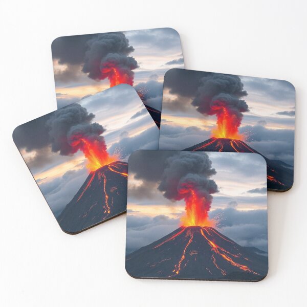 Item preview, The Volcano Erupted with Hot Lava and Black Smoke Covering the Sky - Nature and Disaster Concept (Generative AI) designed and sold by hjian8219.