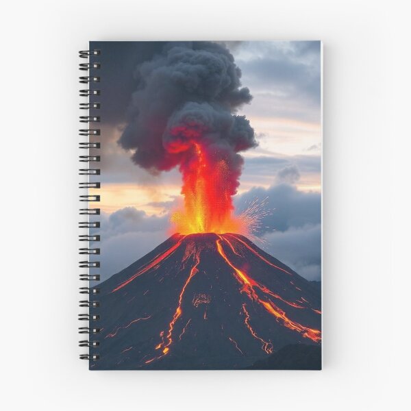 Item preview, The Volcano Erupted with Hot Lava and Black Smoke Covering the Sky - Nature and Disaster Concept (Generative AI) designed and sold by hjian8219.