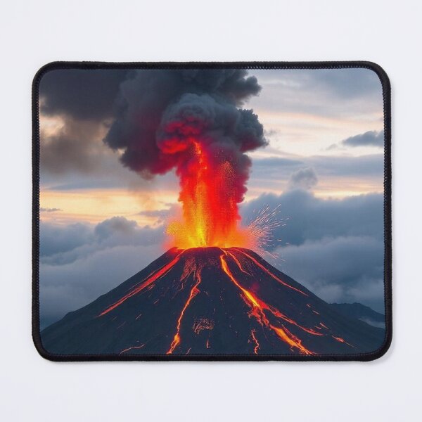 Item preview, The Volcano Erupted with Hot Lava and Black Smoke Covering the Sky - Nature and Disaster Concept (Generative AI) designed and sold by hjian8219.