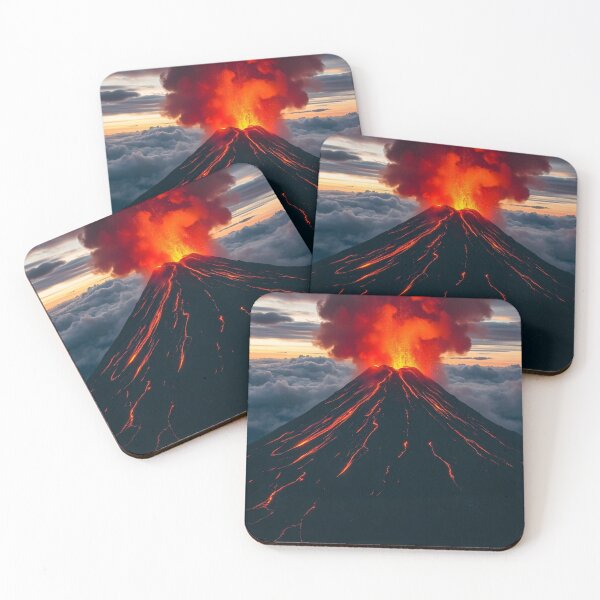 Item preview, The Volcano Erupted with Hot Lava and Black Smoke Covering the Sky - Nature and Disaster Concept (Generative AI) designed and sold by hjian8219.