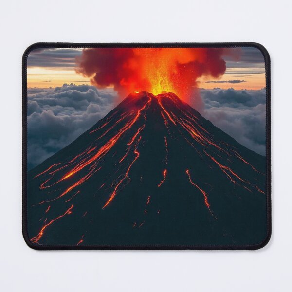 Item preview, The Volcano Erupted with Hot Lava and Black Smoke Covering the Sky - Nature and Disaster Concept (Generative AI) designed and sold by hjian8219.
