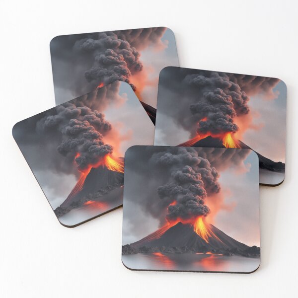 Item preview, The Volcano Erupted with Hot Lava and Black Smoke Covering the Sky - Nature and Disaster Concept (Generative AI) designed and sold by hjian8219.