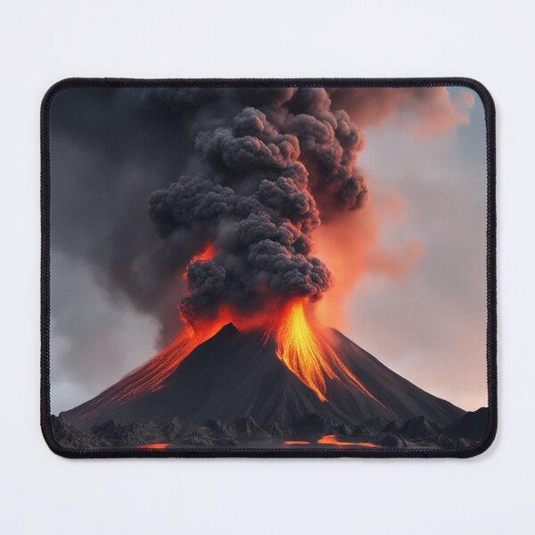 Item preview, The Volcano Erupted with Hot Lava and Black Smoke Covering the Sky - Nature and Disaster Concept (Generative AI) designed and sold by hjian8219.
