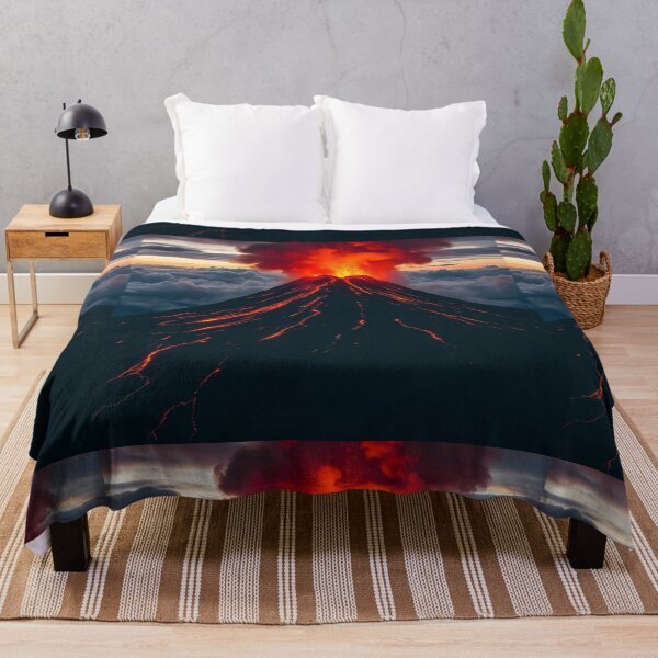 Item preview, The Volcano Erupted with Hot Lava and Black Smoke Covering the Sky - Nature and Disaster Concept (Generative AI) designed and sold by hjian8219.