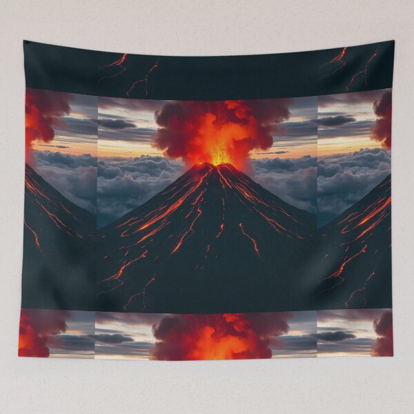 Item preview, The Volcano Erupted with Hot Lava and Black Smoke Covering the Sky - Nature and Disaster Concept (Generative AI) designed and sold by hjian8219.