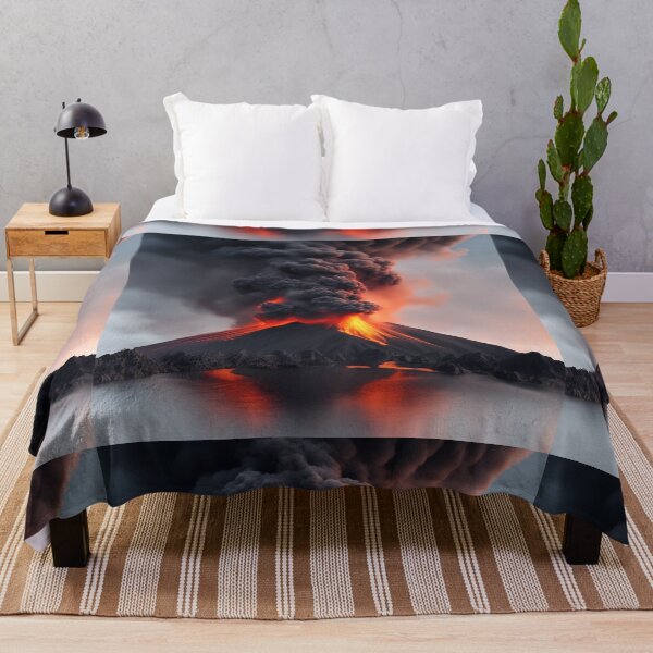 Item preview, The Volcano Erupted with Hot Lava and Black Smoke Covering the Sky - Nature and Disaster Concept (Generative AI) designed and sold by hjian8219.