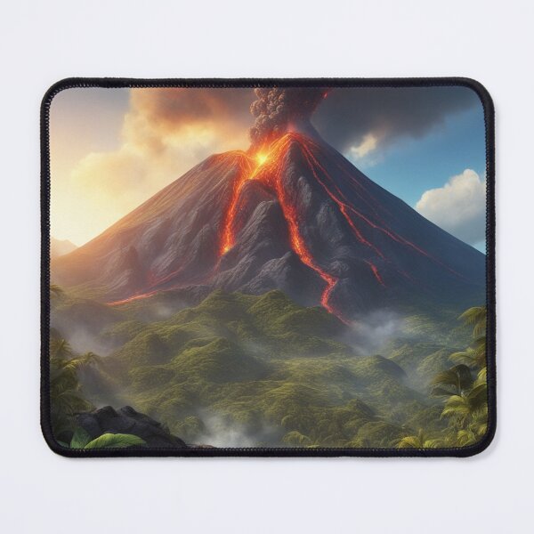 Item preview, Volcano Eruption Landscape with Lightning - Nature's Fury Concept designed and sold by hjian8219.