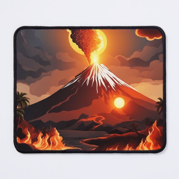 Item preview, Volcano Eruption Landscape with Lightning - Nature's Fury Concept designed and sold by hjian8219.