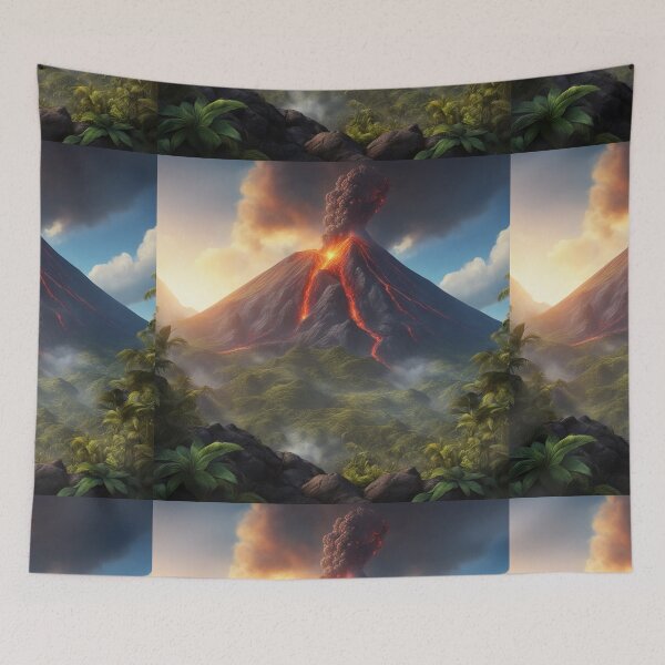 Item preview,  Volcano Eruption Landscape with Lightning - Nature's Fury Concept designed and sold by hjian8219.